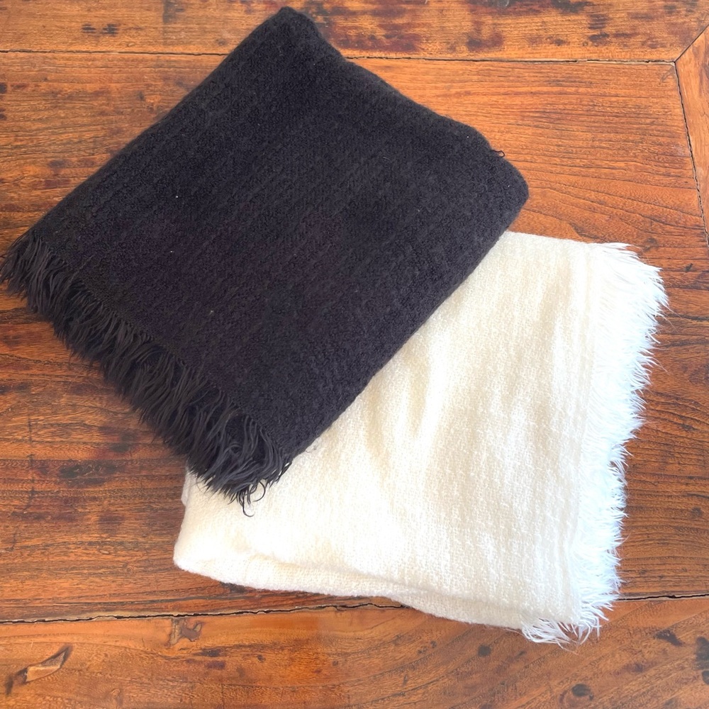 Luxurious Black‎ and White Scarf Set